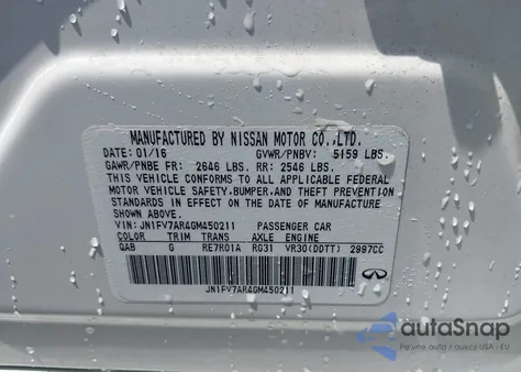 2016 Infiniti Q50 3.0T Red Sport 400 из США, поврежденный, VIN JN1FV7AR4GM450211